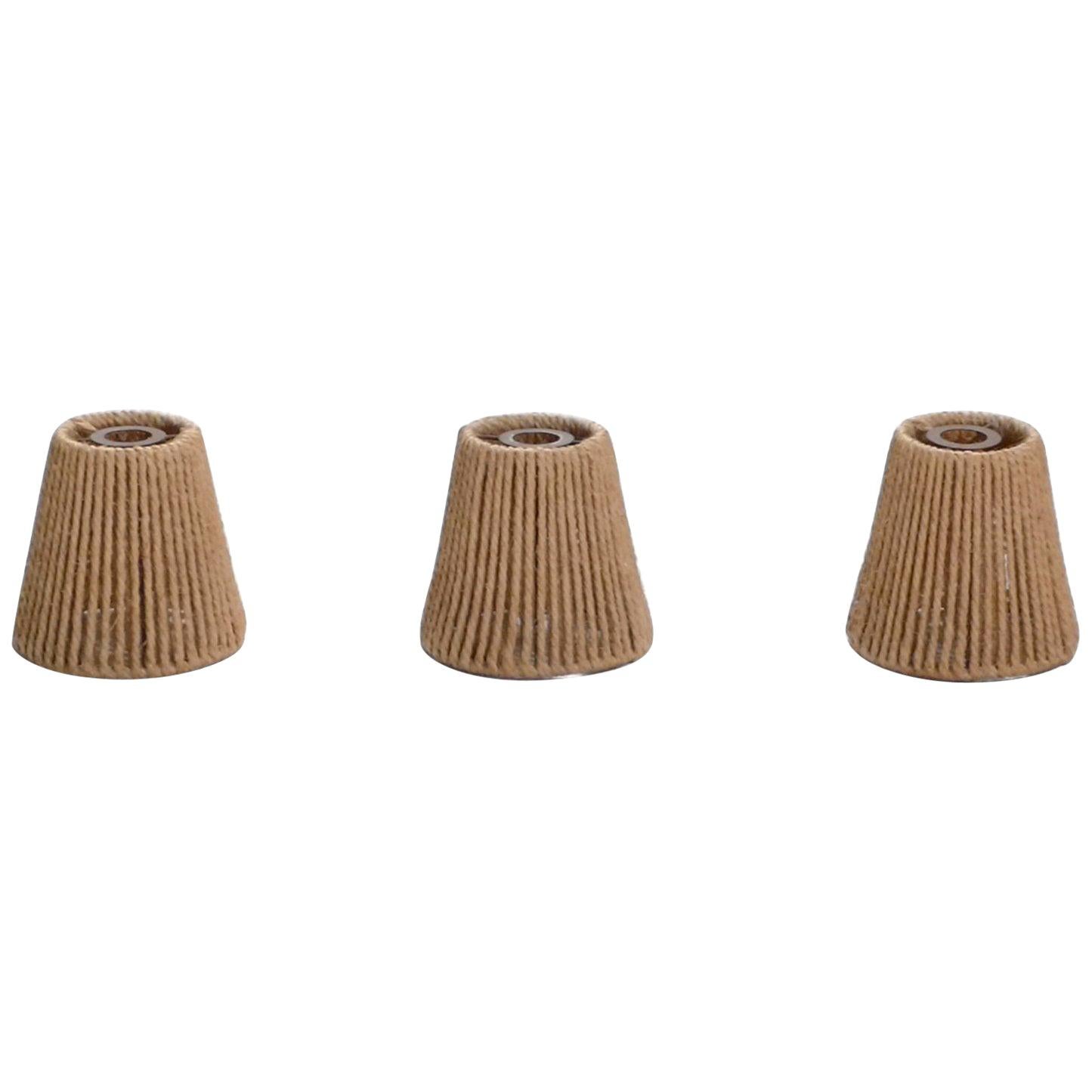 Set of Three French Audoux Minet Small Rope Shades, 1960s