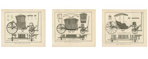 Set of Three French Carriage & Coachbuilding Engravings, 1771