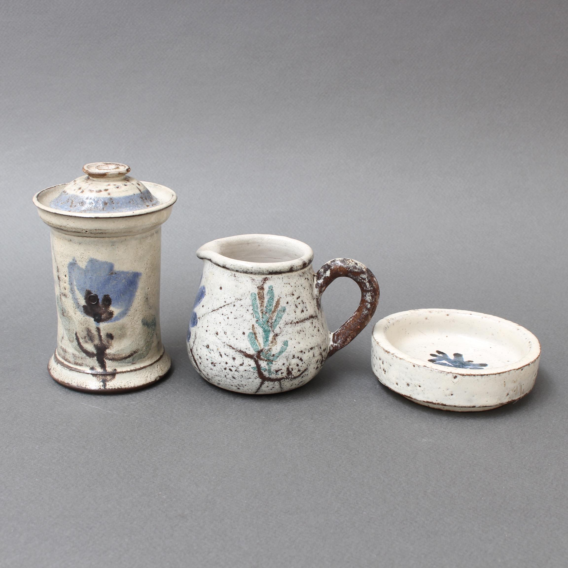 Mid-Century Modern Set of Three French Ceramic Pieces by Gustave Reynaud for Le Mûrier, circa 1950s