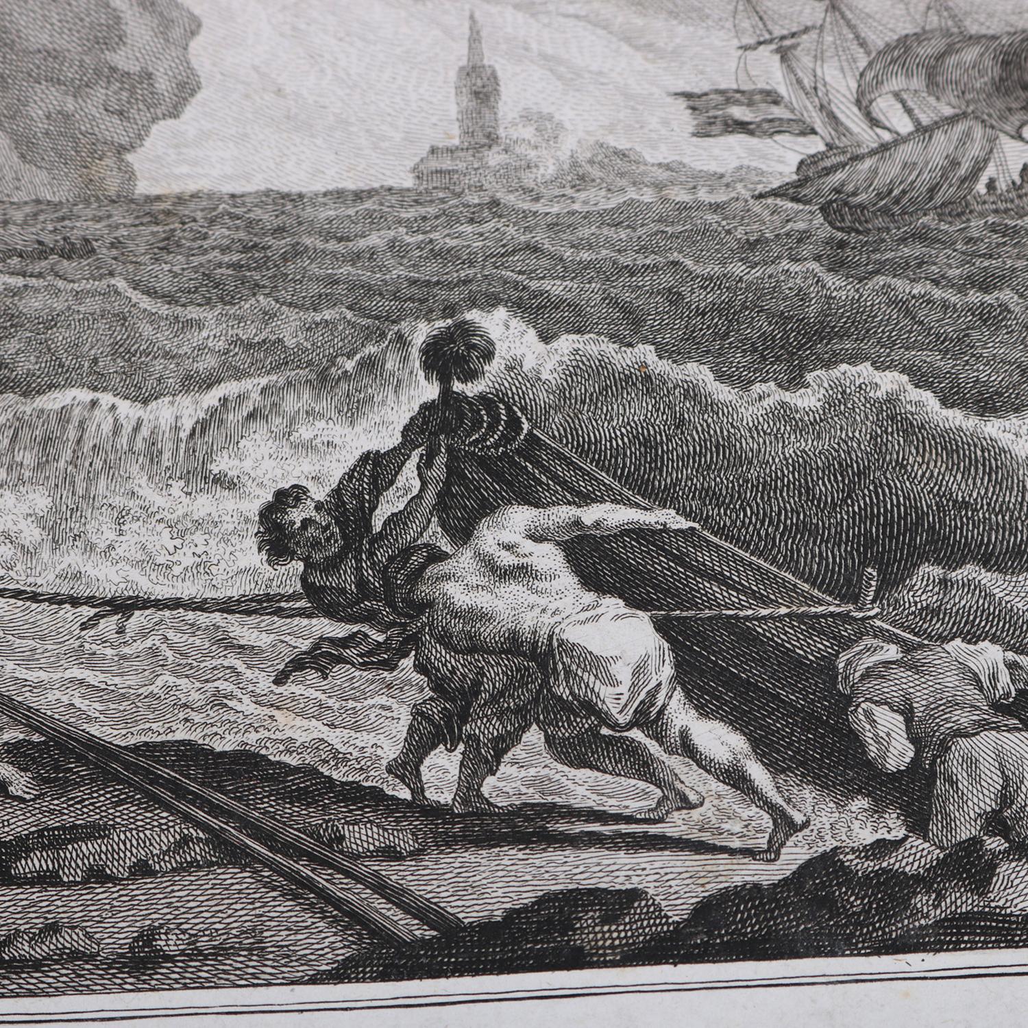 19th Century Set of Three French Empire Maritime Etchings of Ships in Rough Seas, circa 1890