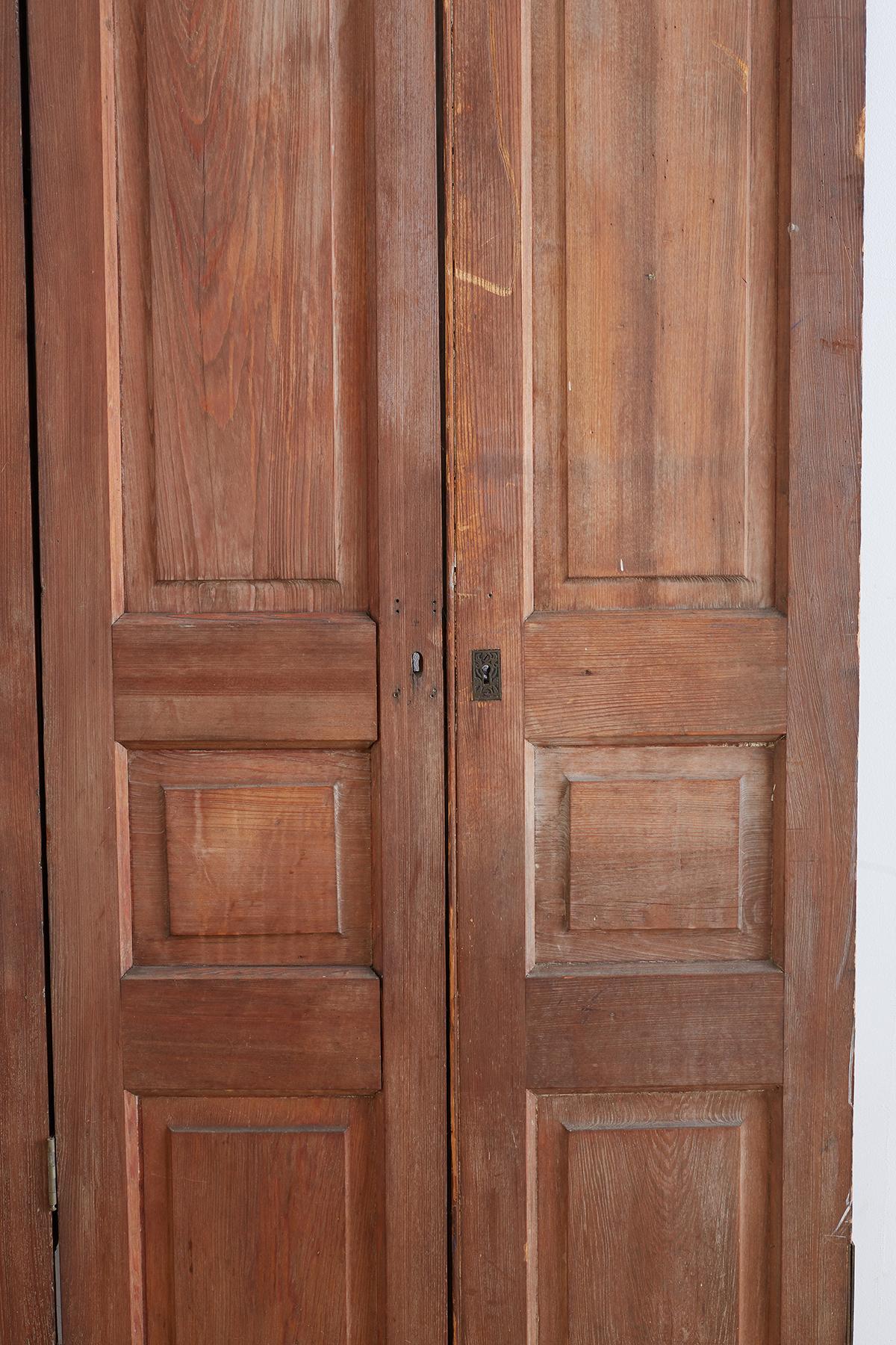 Rustic Set of Three French Folding Panel Door Screen 