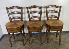 Set of Three French Ladder Back Bar Stools
