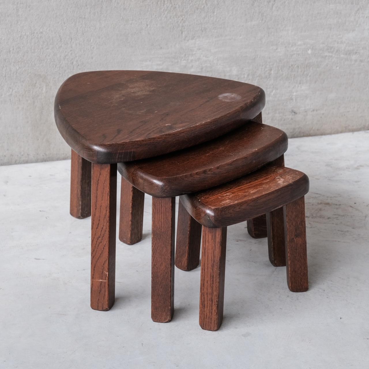 20th Century Set of Three French Mid-Century Nesting Tables in Manner of Chapo For Sale
