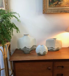 Set of Three French Porcelain Vases by Yves Mohy for Virebent (circa 1970s)