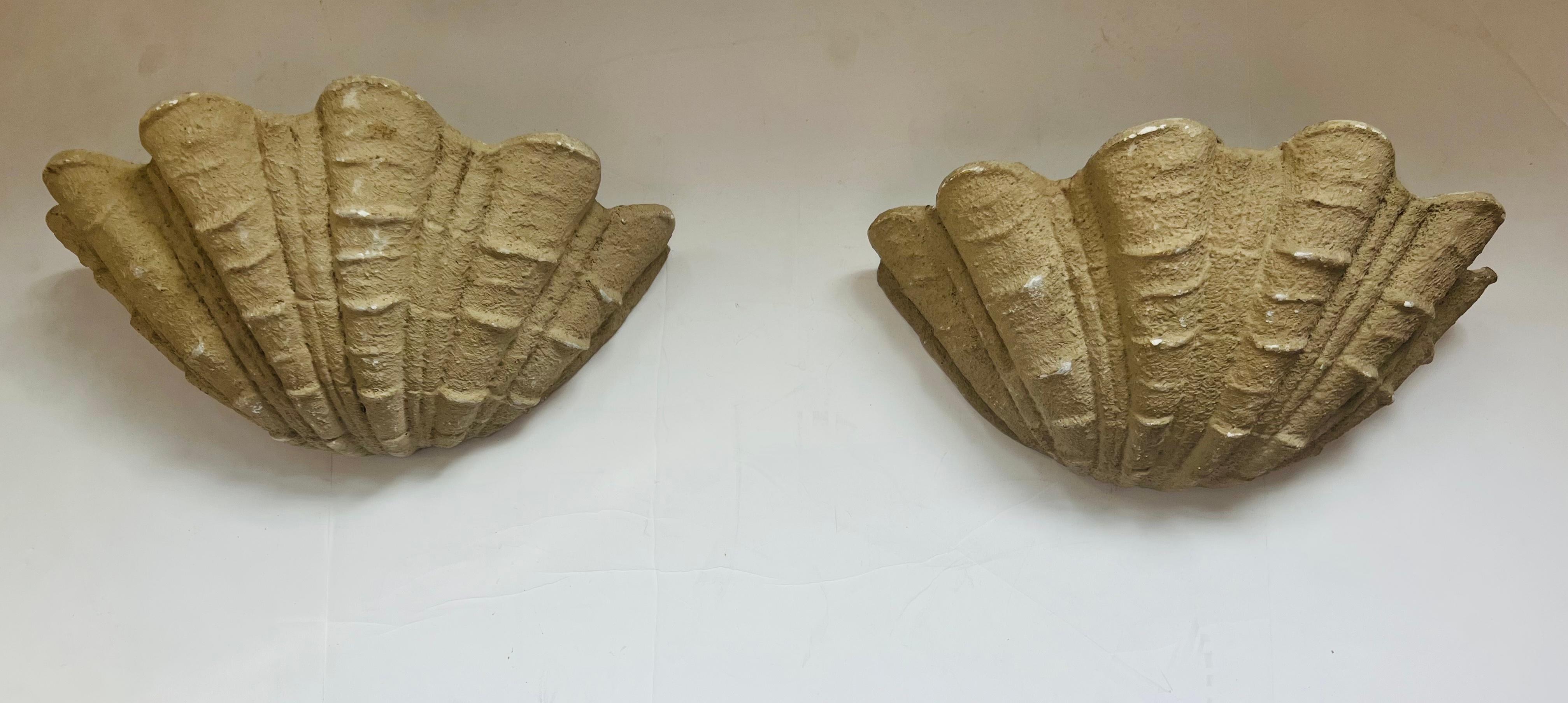 Art Deco Set of Three French Serge Roche 1930s Oyster Shell Wall Lamps