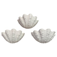 Set of Three French Serge Roche 1930s Oyster Shell Wall Lamps
