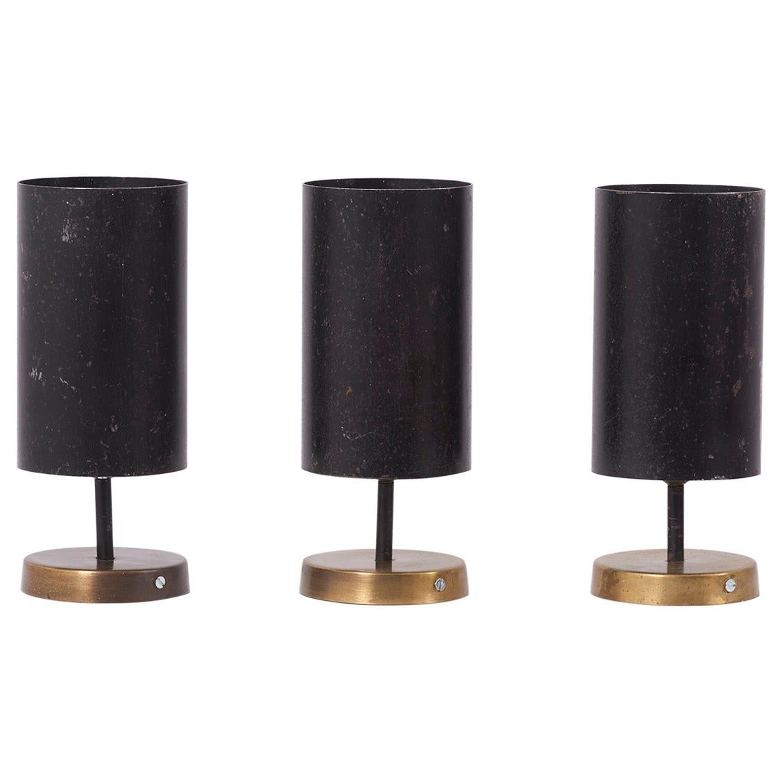 Set of Three French Spots in Brass and Black by Parscot