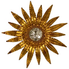 Set of Three French Sunburst Light Fixtures, Sold Individually