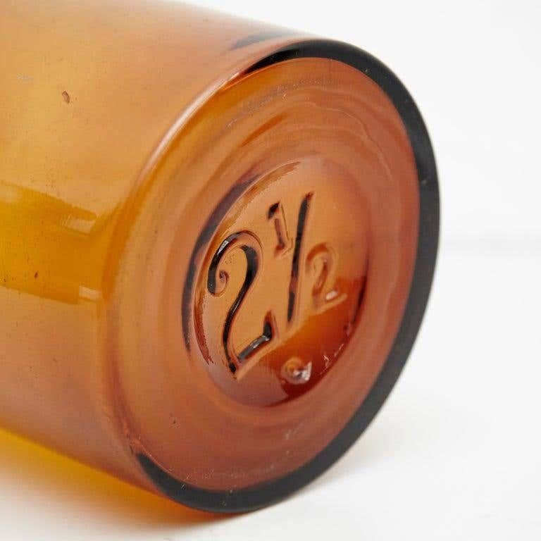 Set of Three French Vintage Amber Glass Pharmacy Bottle, circa 1930 For Sale 5