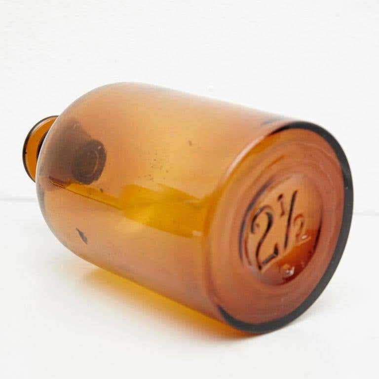 Set of Three French Vintage Amber Glass Pharmacy Bottle, circa 1930 For Sale 6