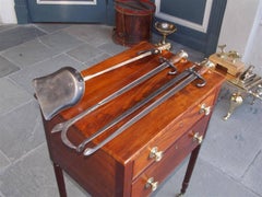 Set of Three French Walnut Forged Steel and Brass Bayonet Fire Tools, Circa 1879