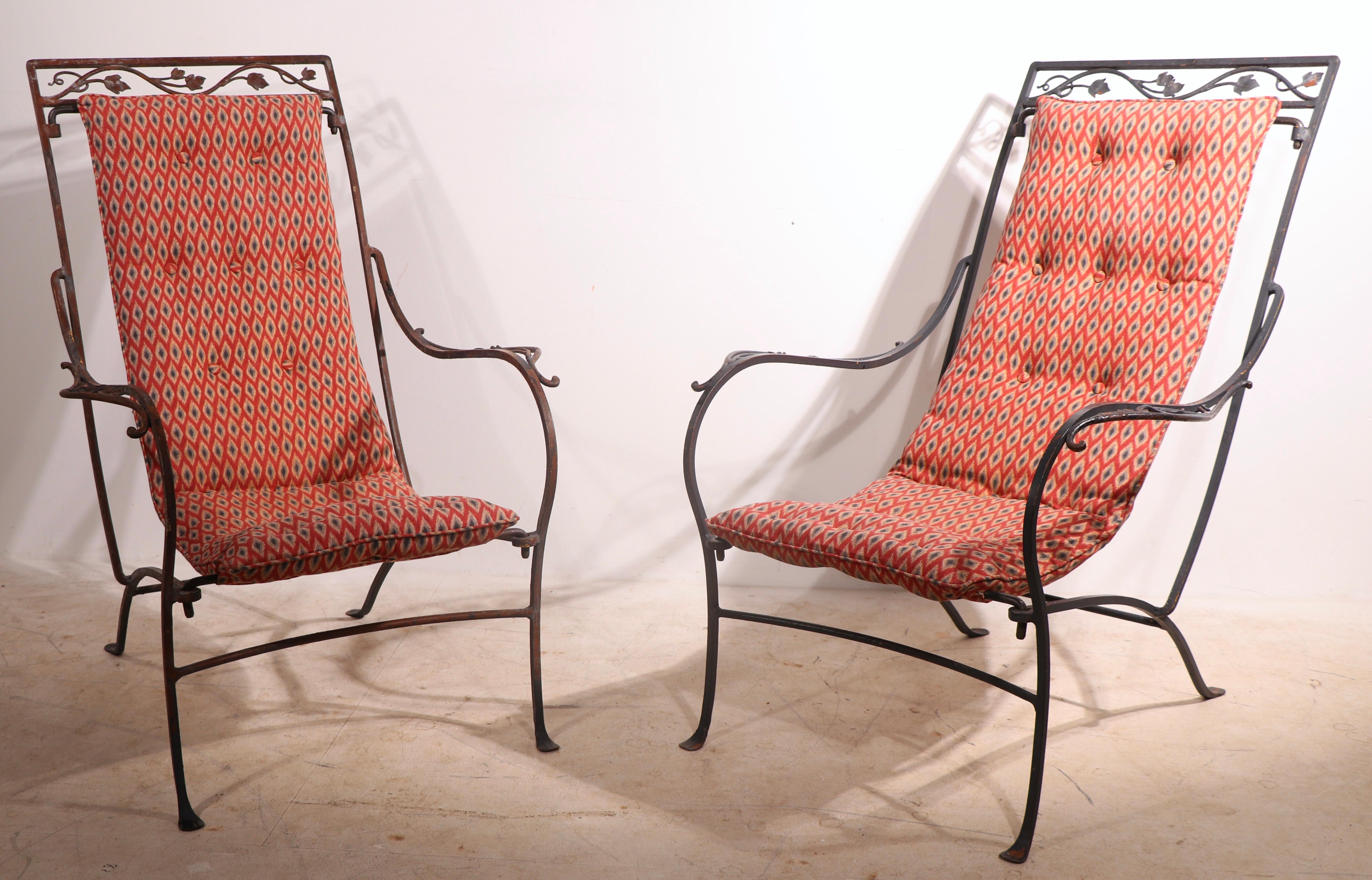 Mid-Century Modern Set of Three Garden  Patio Poolside Sling Seat  Lounge Chairs by Salterini For Sale