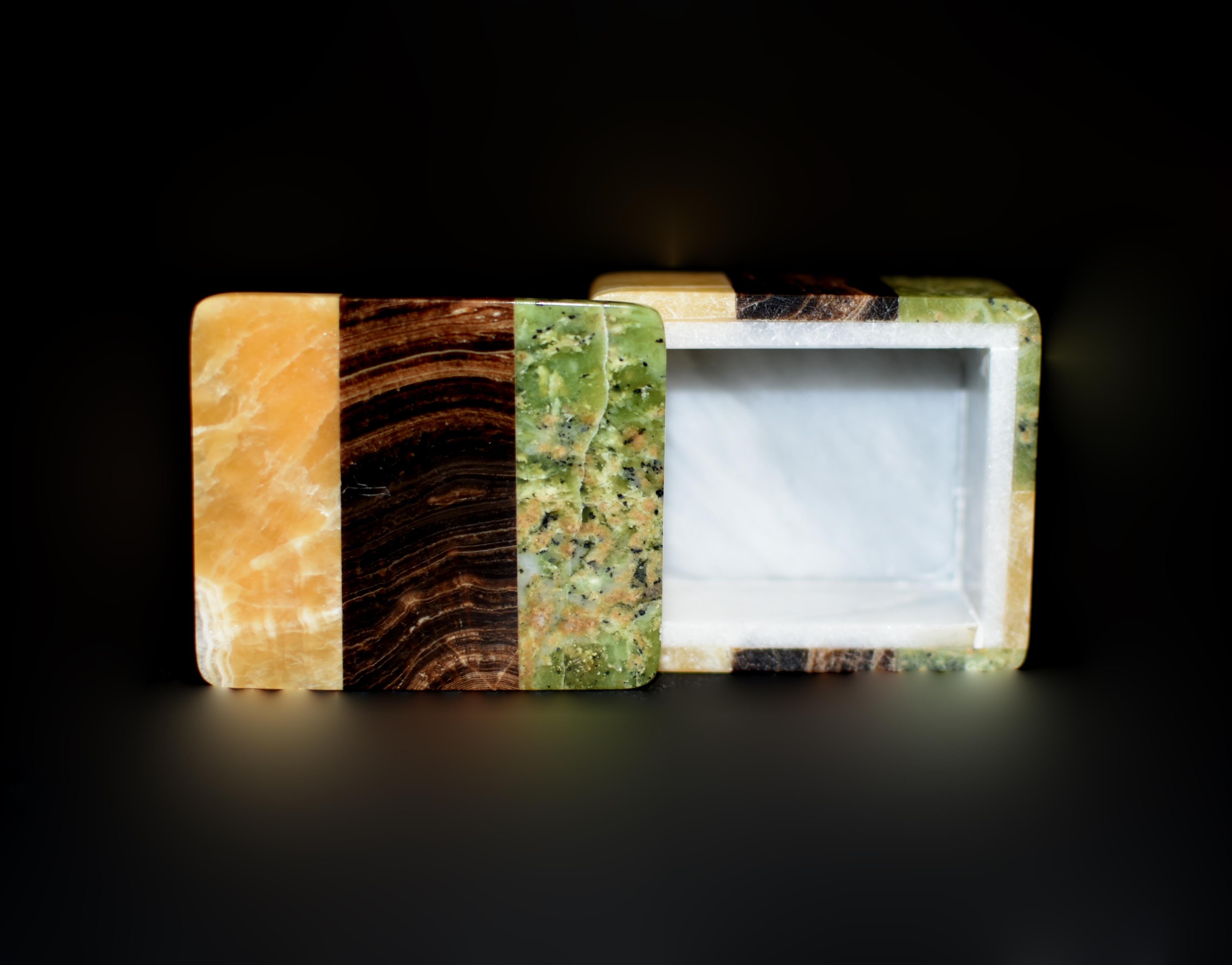 Contemporary Set of Three Gemstone Boxes Finely Made For Sale