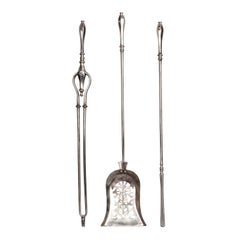 Set of Three George III Polished Steel Fireplace Tools