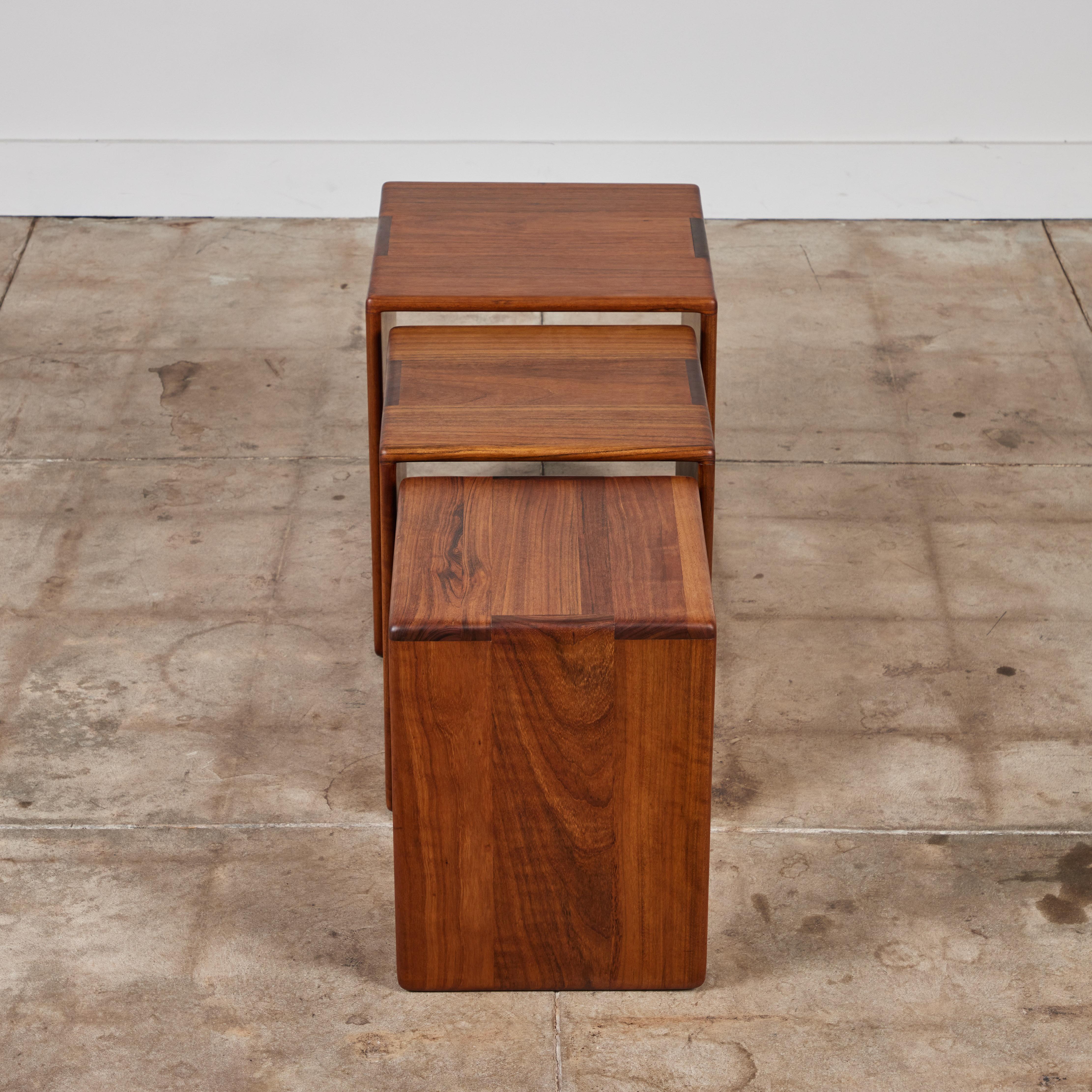 Wood Set of Three Gerald McCabe Shedua Nesting Tables