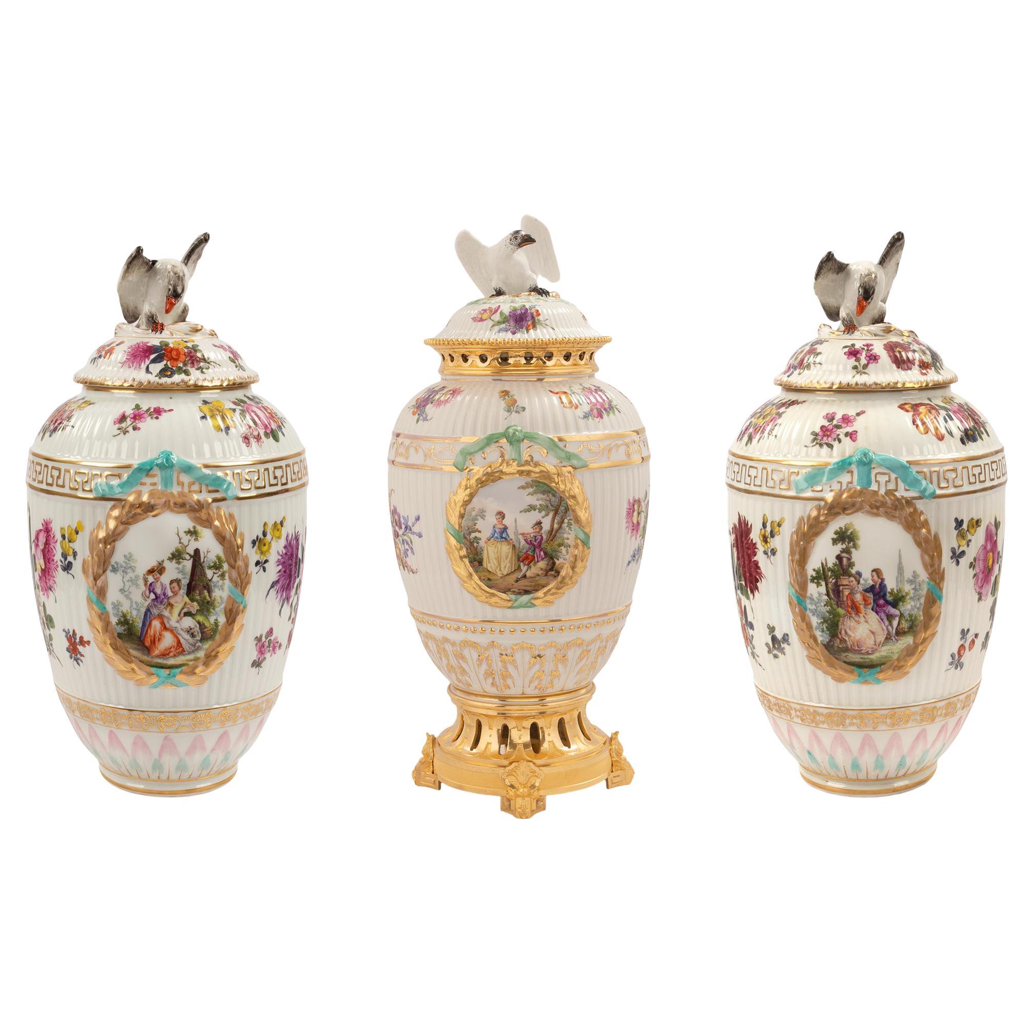 Set of Three German 19th Century KPM Porcelain Garniture Set For Sale