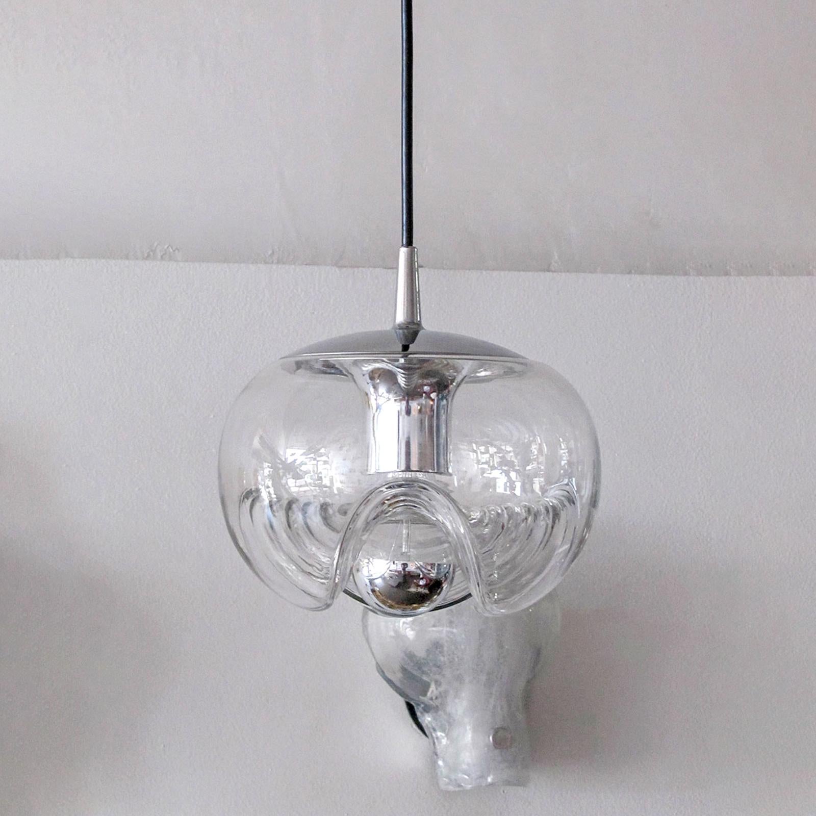 German Clear Glass Hanging Lights, 1970 For Sale 1