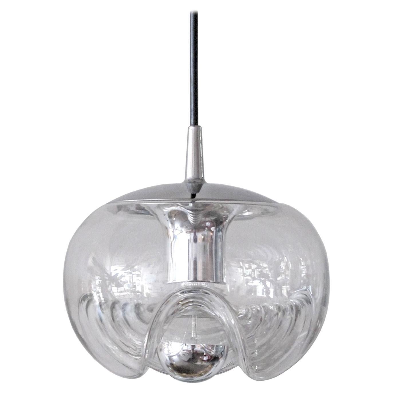 German Clear Glass Hanging Lights, 1970 For Sale