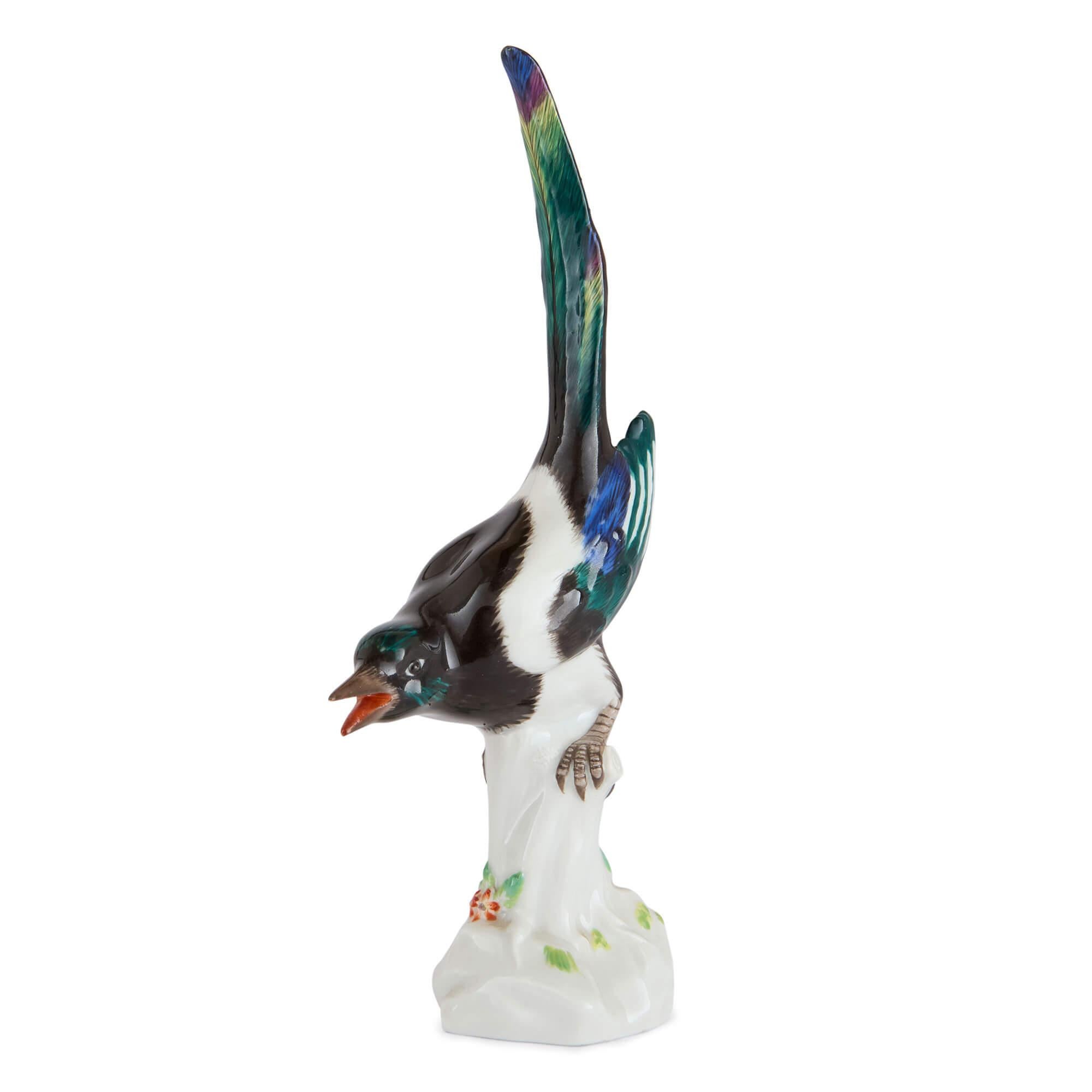 Tedesco Set di tre figure di uccelli in porcellana tedesca di Meissen Porcelain in vendita