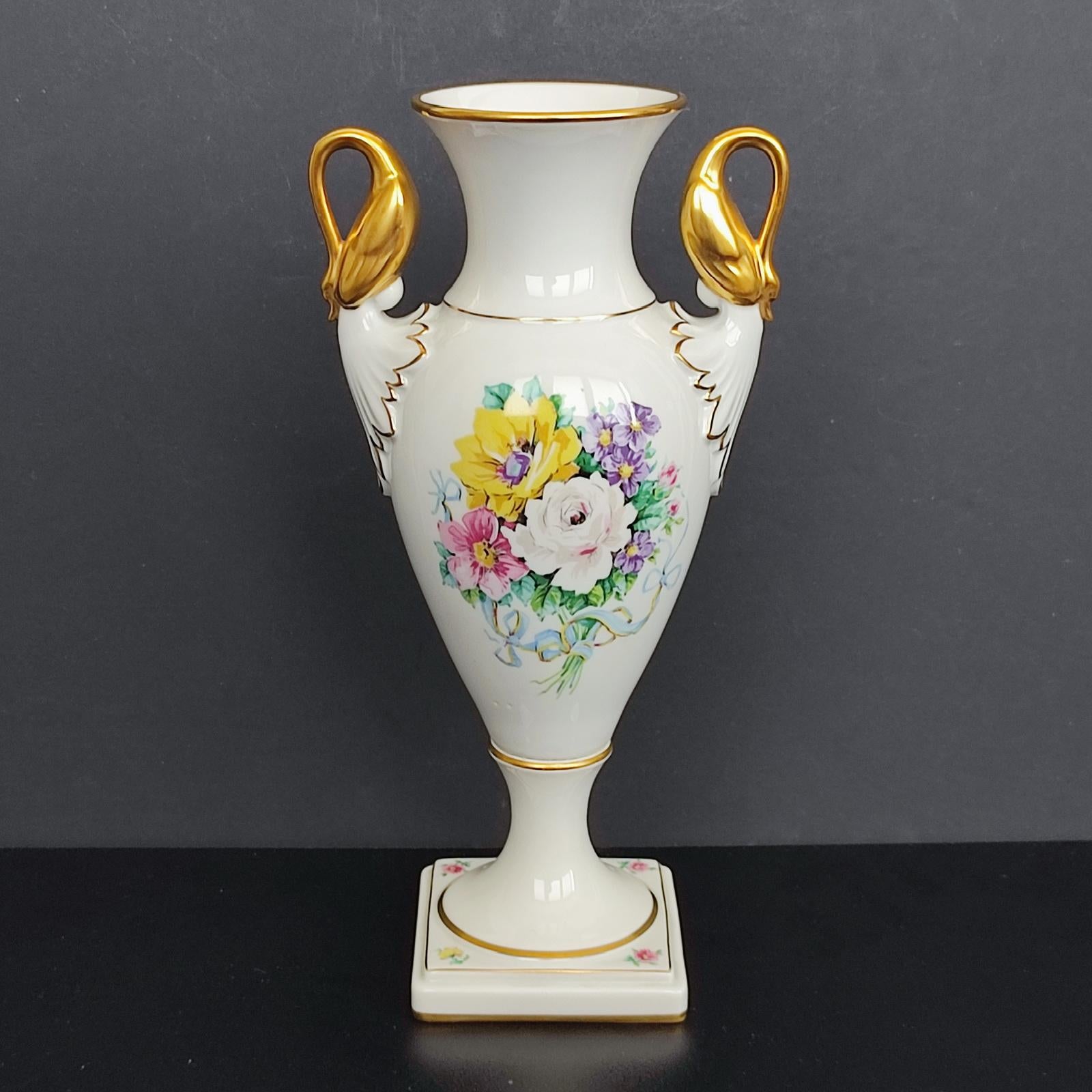 Hand-Painted Set of Three German Porcelain Vases, Mid-Century, KPM For Sale