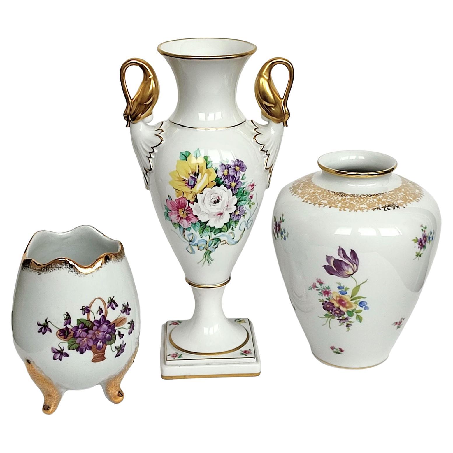 Set of Three German Porcelain Vases, Mid-Century, KPM