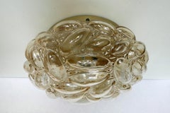 Juego de tres plafones de pared de cristal de burbujas ámbar vintage alemán