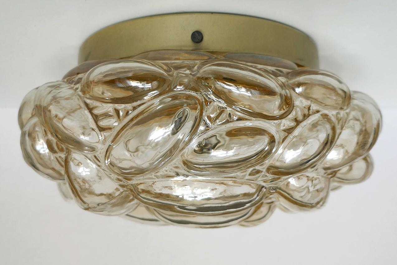 Mid-Century Modern Ensemble de trois plafonniers et appliques en verre ambré d'époque allemande, à encastrer en vente