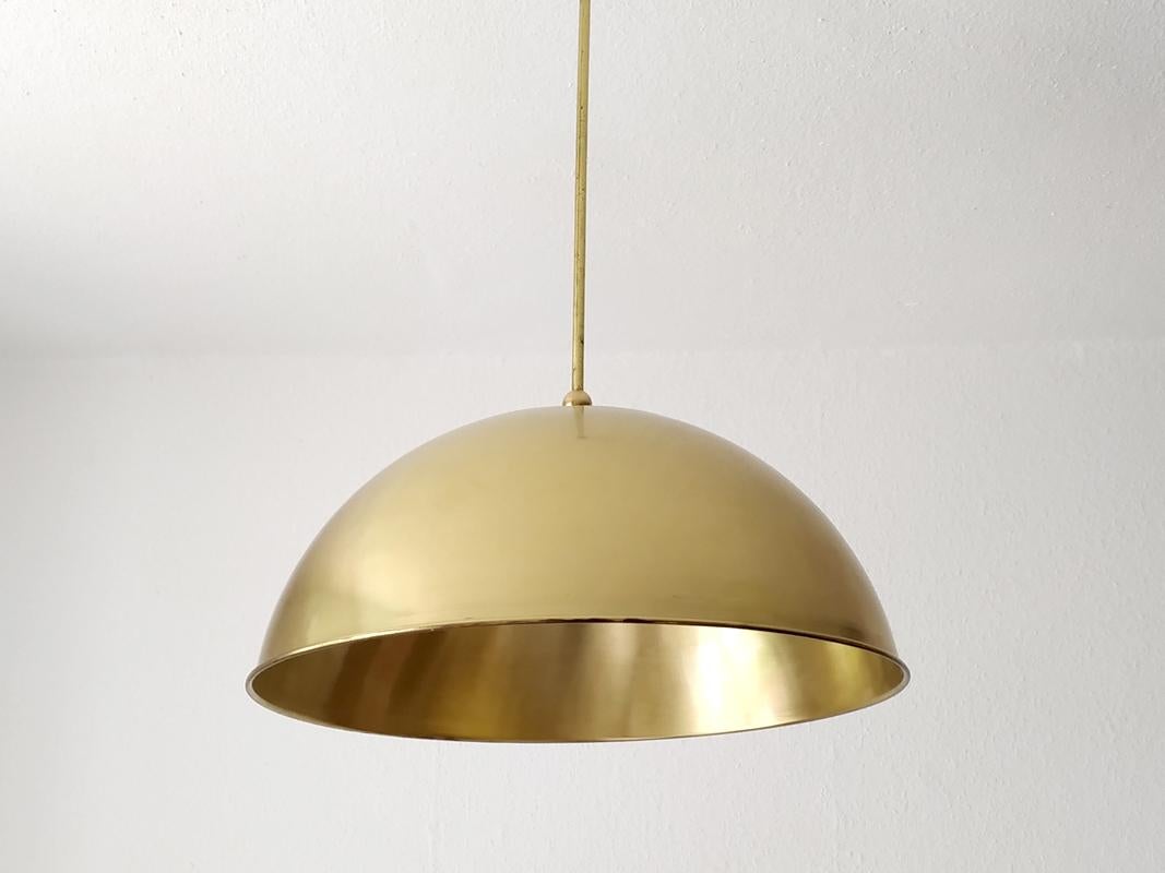 Mid-Century Modern Set of Three German Vintage Huge and Rare Solid Brass Pendant Lights, 1960s For Sale