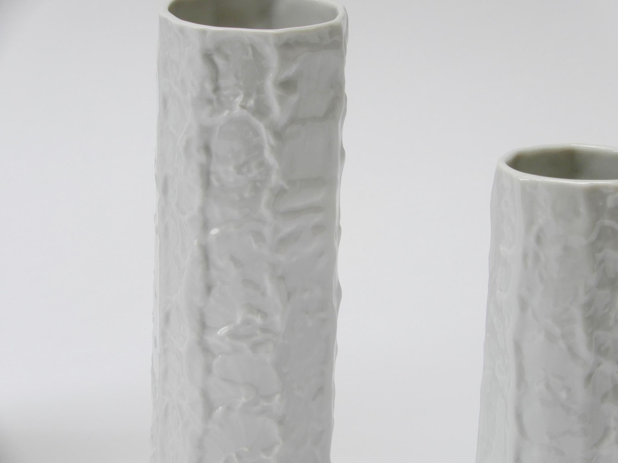 set of three white vases