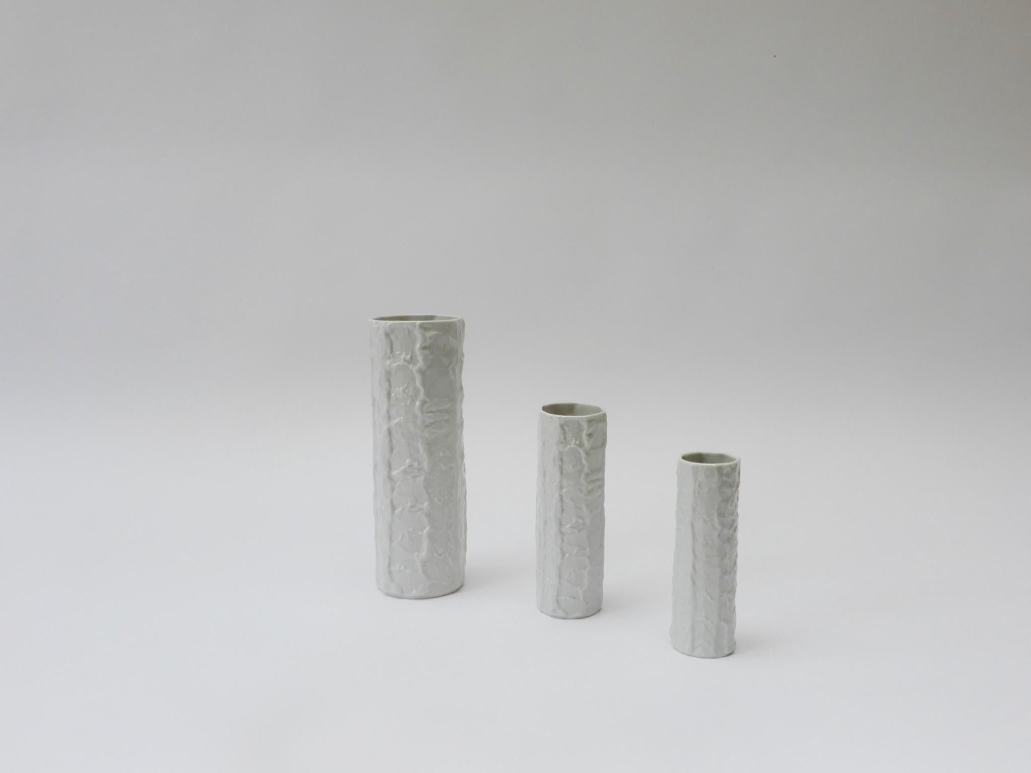 Set of Three German White Ceramic Vases, 1960s In Good Condition In London, GB