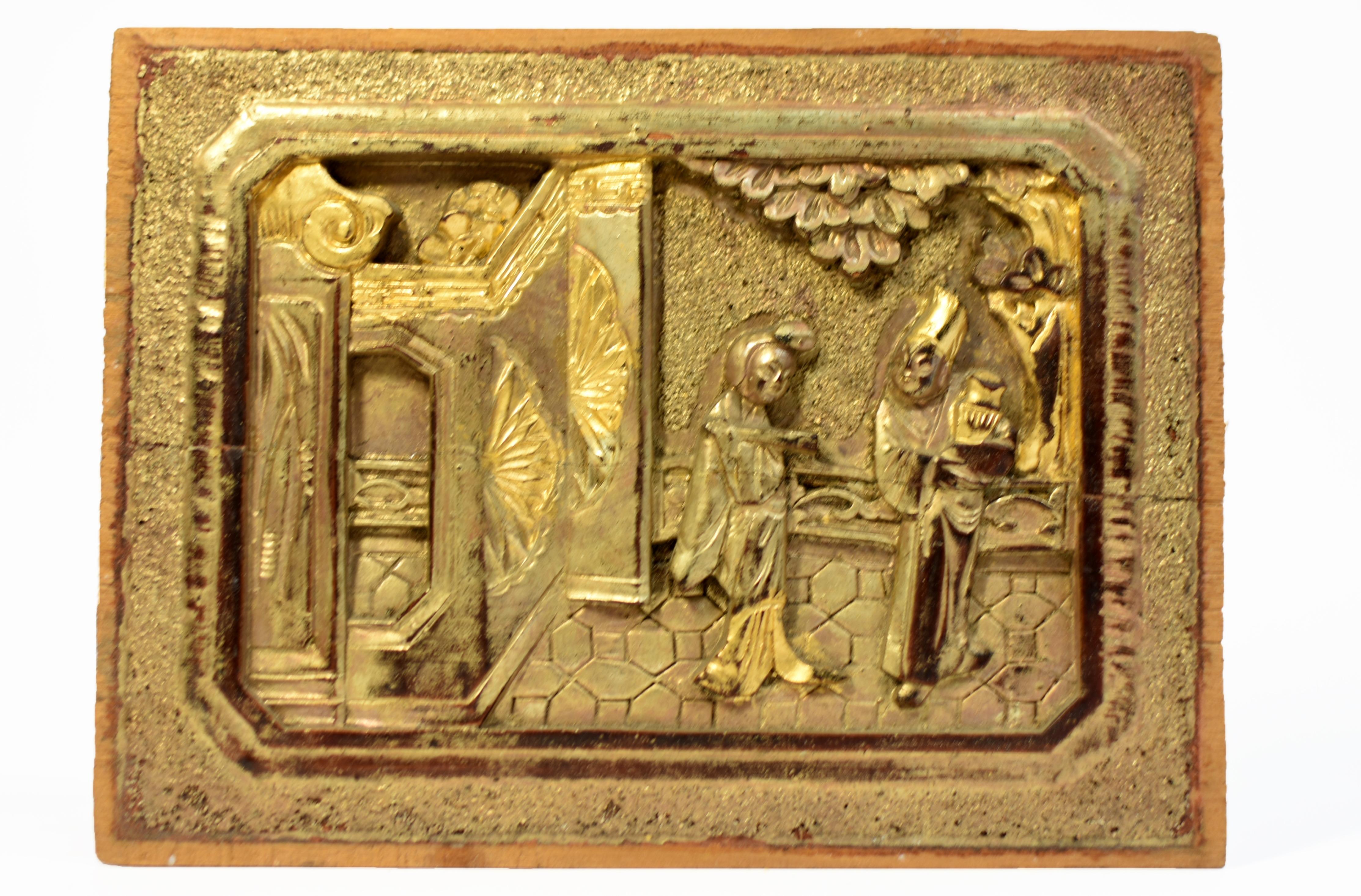 Set of Three Gilded Wood Carvings for Love 11