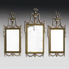 Set of Three Gillows Of Lancaster 19th Century Silvered Green Painted Mirrors