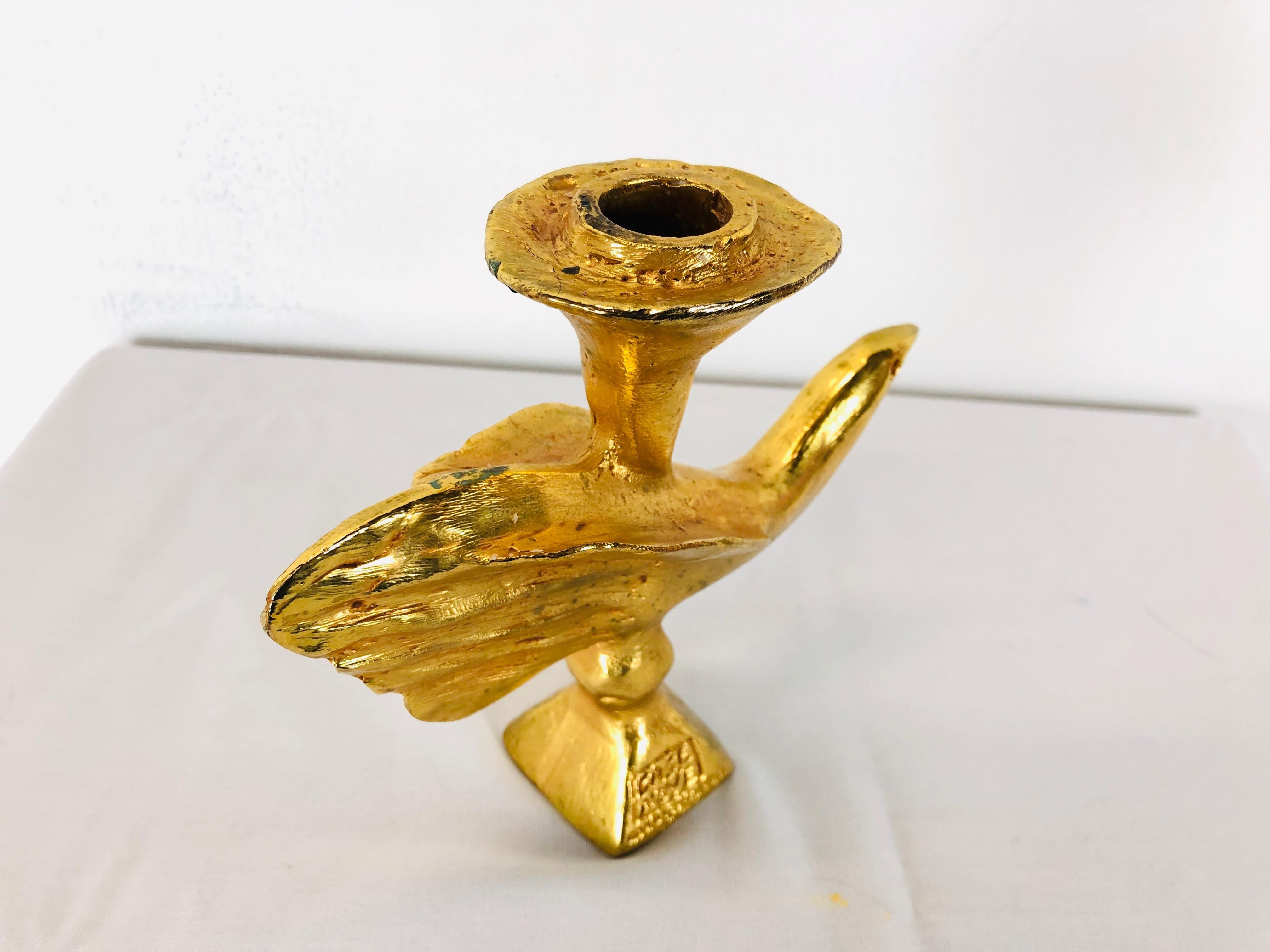 Set of Three Gilt Bronze Candlestick Holders by Pierre Casenove for Fondica 9