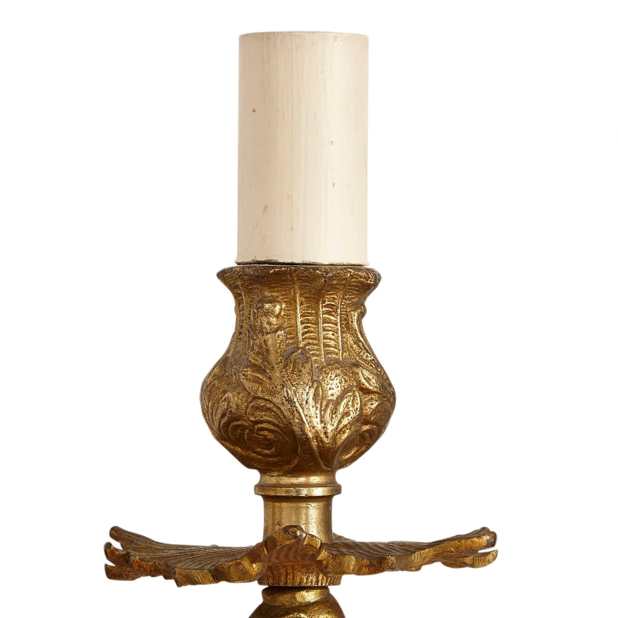 Set of Three Gilt Bronze Sconces in the Baroque Style In Good Condition For Sale In London, GB