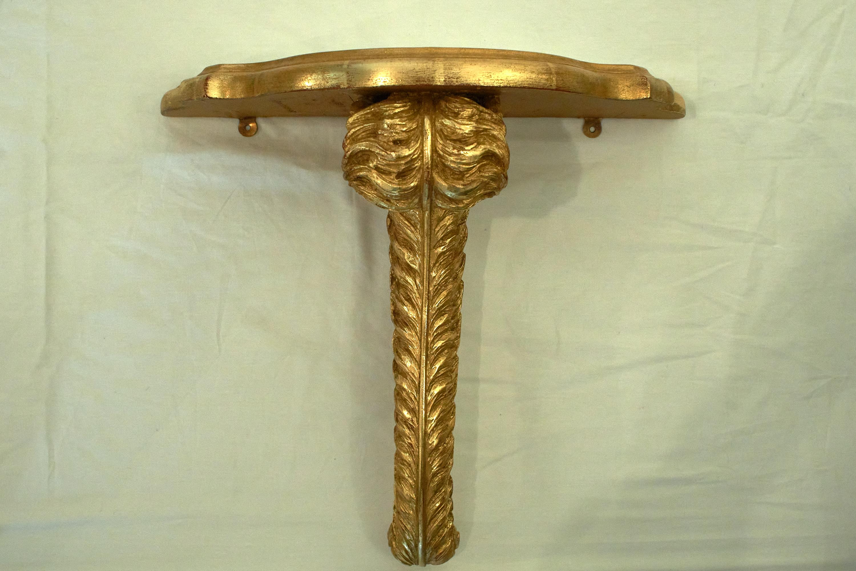 French Set of Three Giltwood Wall Brackets with Mirror Top Attributed to Maison Jansen For Sale