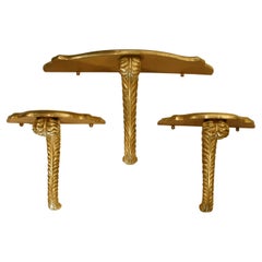 Set of Three Giltwood Wall Brackets with Mirror Top Attributed to Maison Jansen