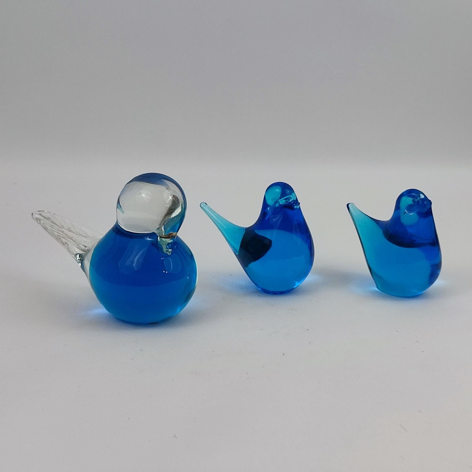 Set von drei Glasvogeln, FM Konstglass Ronneby, Schweden 1980er Jahre im Angebot 4