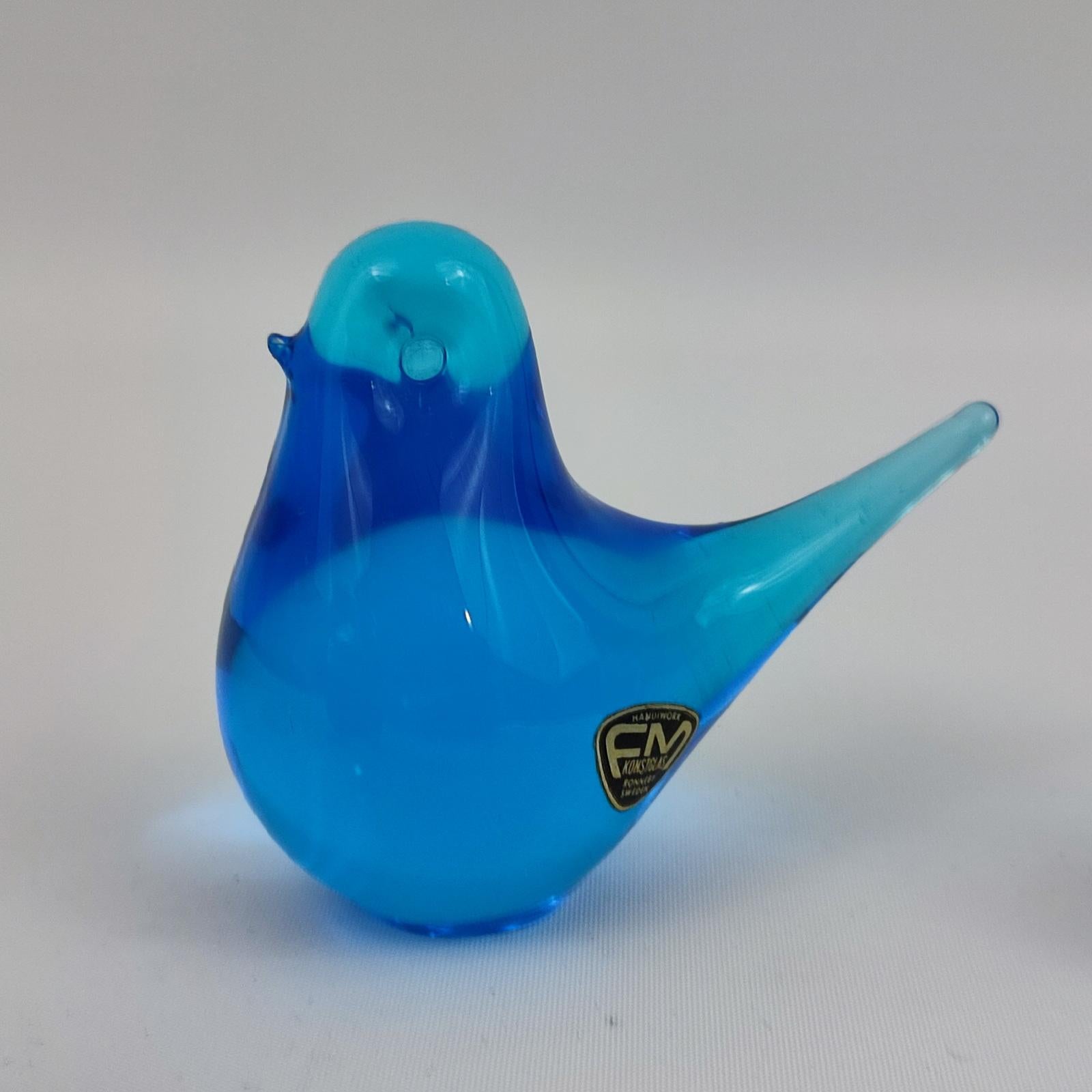 Set von drei Glasvogeln, FM Konstglass Ronneby, Schweden 1980er Jahre (Ende des 20. Jahrhunderts) im Angebot