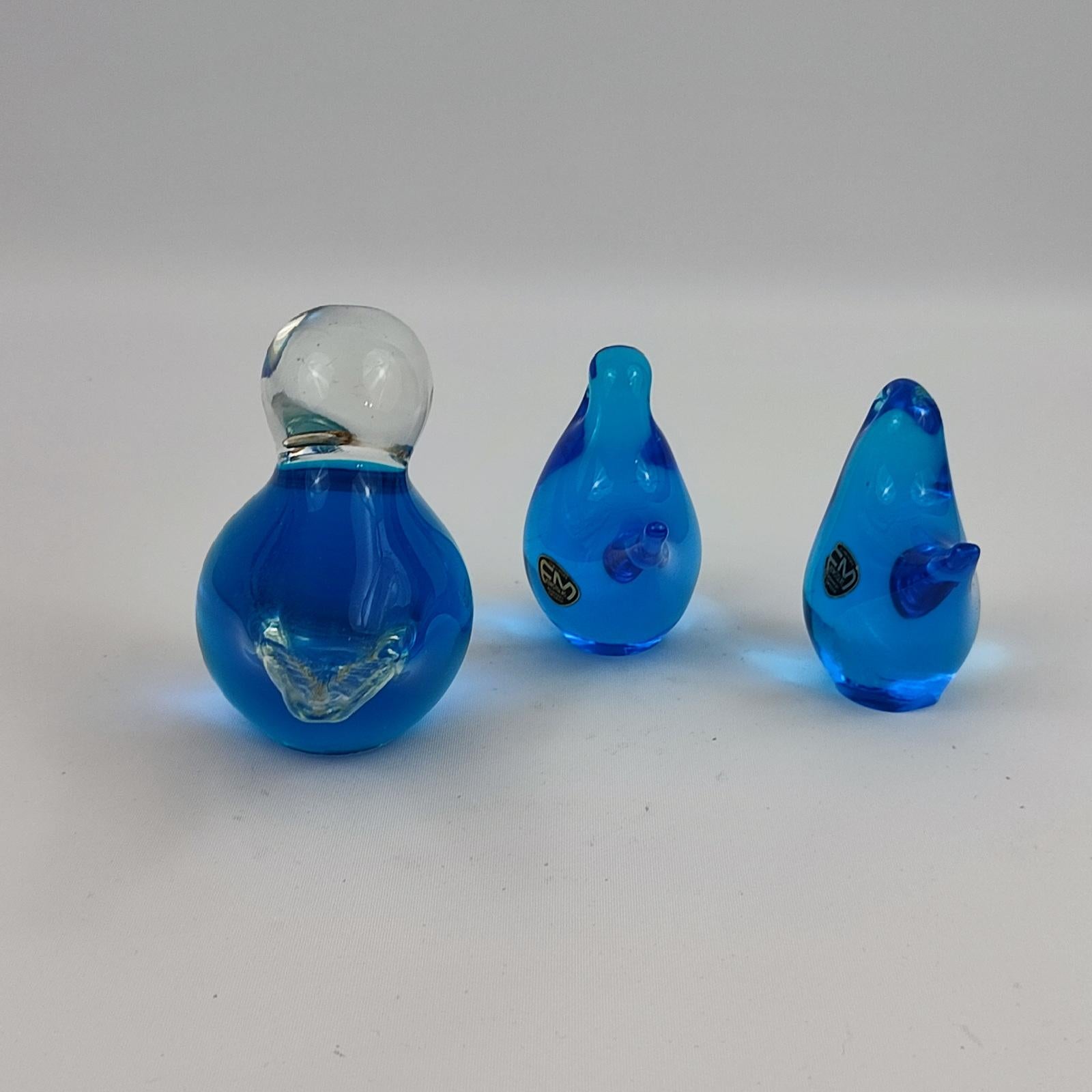 Set von drei Glasvogeln, FM Konstglass Ronneby, Schweden 1980er Jahre im Angebot 2