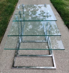 Set of Three Glass & Chromed Steel Nesting Tables By Design Institute America