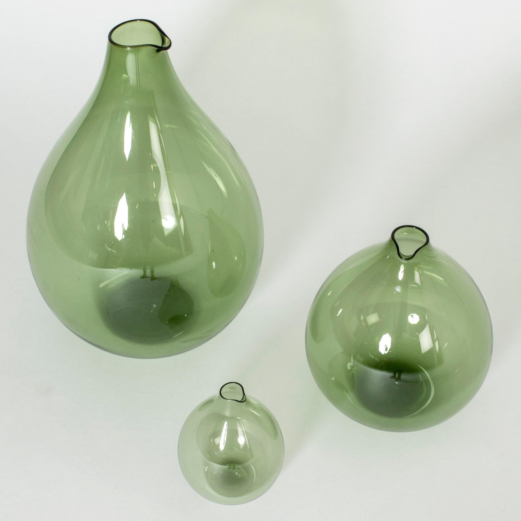 Swedish Set of Three Glass Vases by Kjell Blomberg