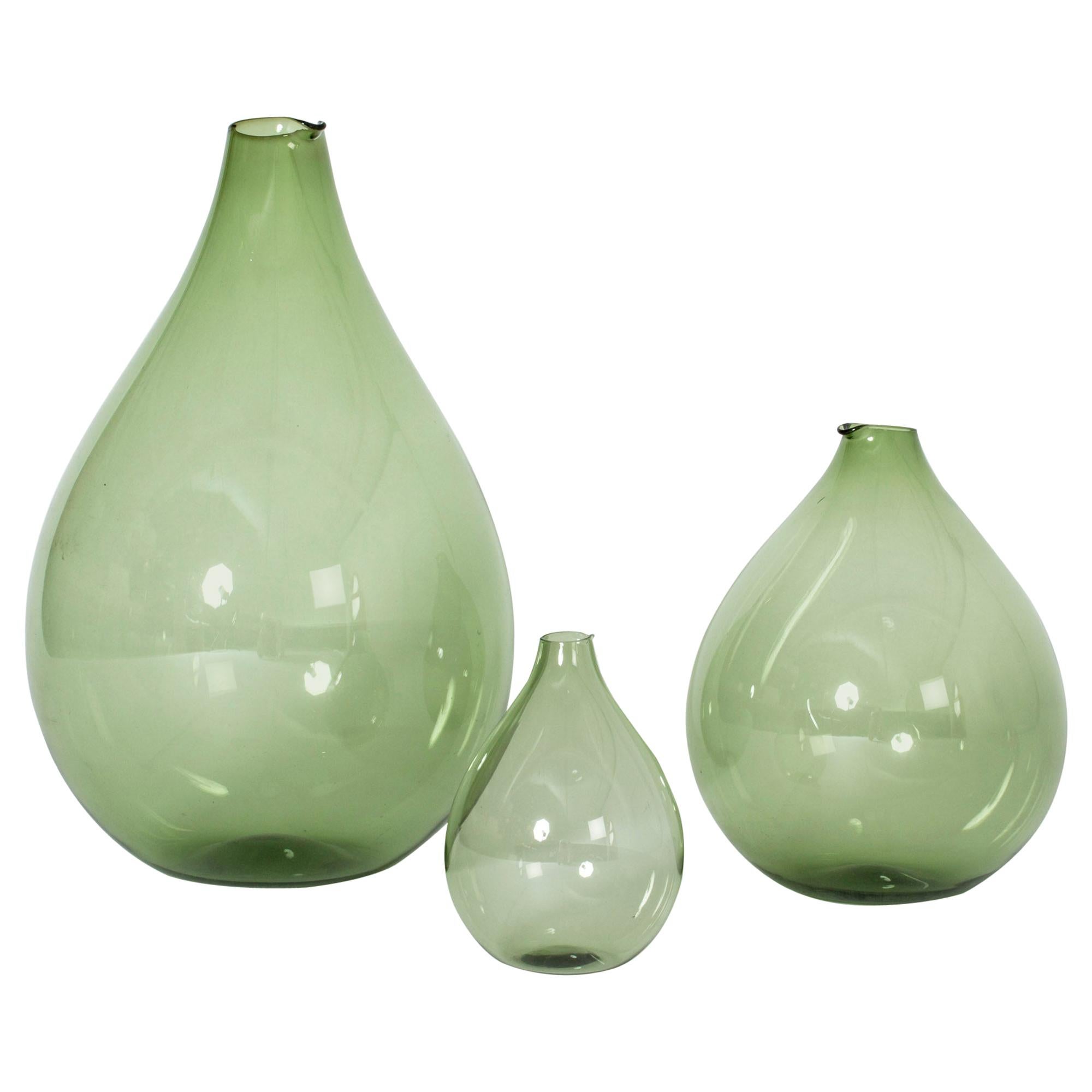 Set of Three Glass Vases by Kjell Blomberg