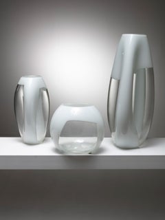 Set of Three Murano Glass Vases Manufactured by Vetreria Vistosi, Italy, 1970s