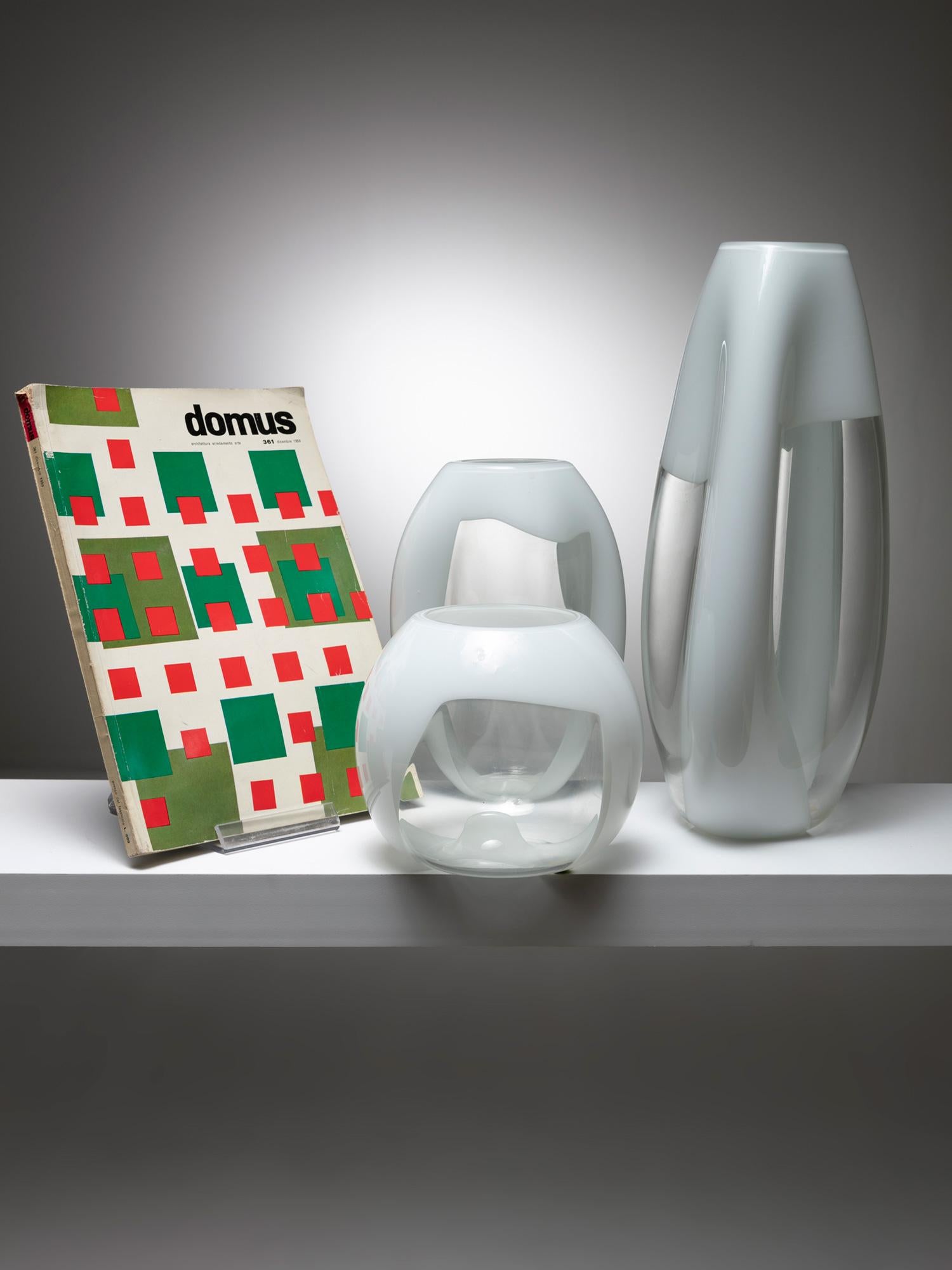 Satz von drei Vasen aus Muranoglas, hergestellt von Vetreria Vistosi, Italien, 1970er Jahre im Zustand „Gut“ im Angebot in Milan, IT