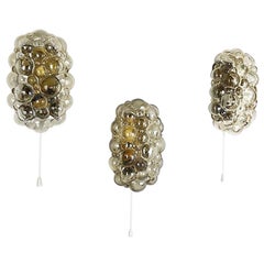 Set of Three Glass Wall Lights Sconces by Helena Tynell for Glashütte Limburg Set of Three Glass Wall Lights Sconces by Helena Tynell for Glashütte Limburg