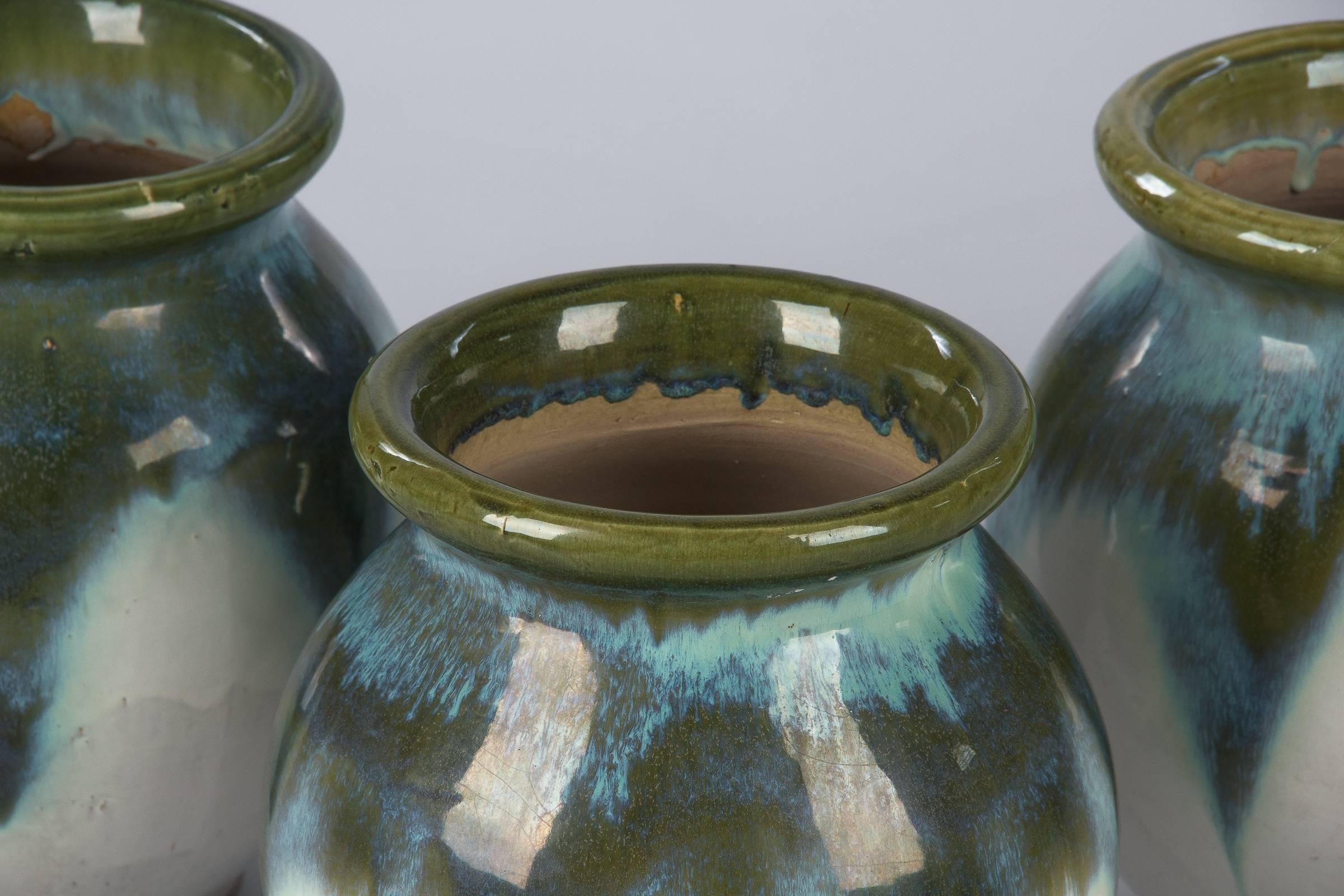 Set of Three Glazed Ceramic Pottery from Digoin, 1960s In Good Condition In Austin, TX