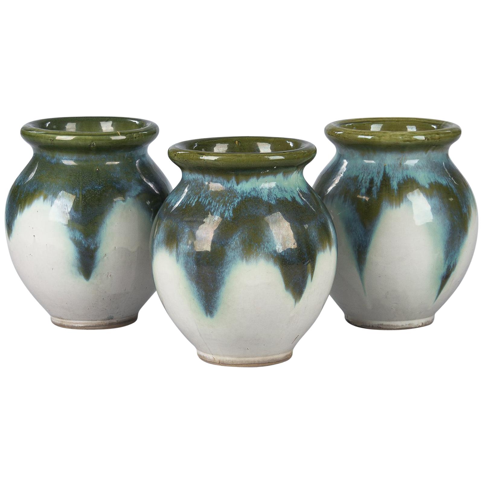 Set of Three Glazed Ceramic Pottery from Digoin, 1960s