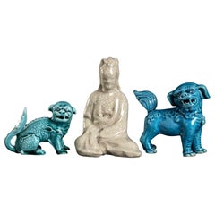 Set of Three Glazed Porcelain Objects, China, Mid-20th Century