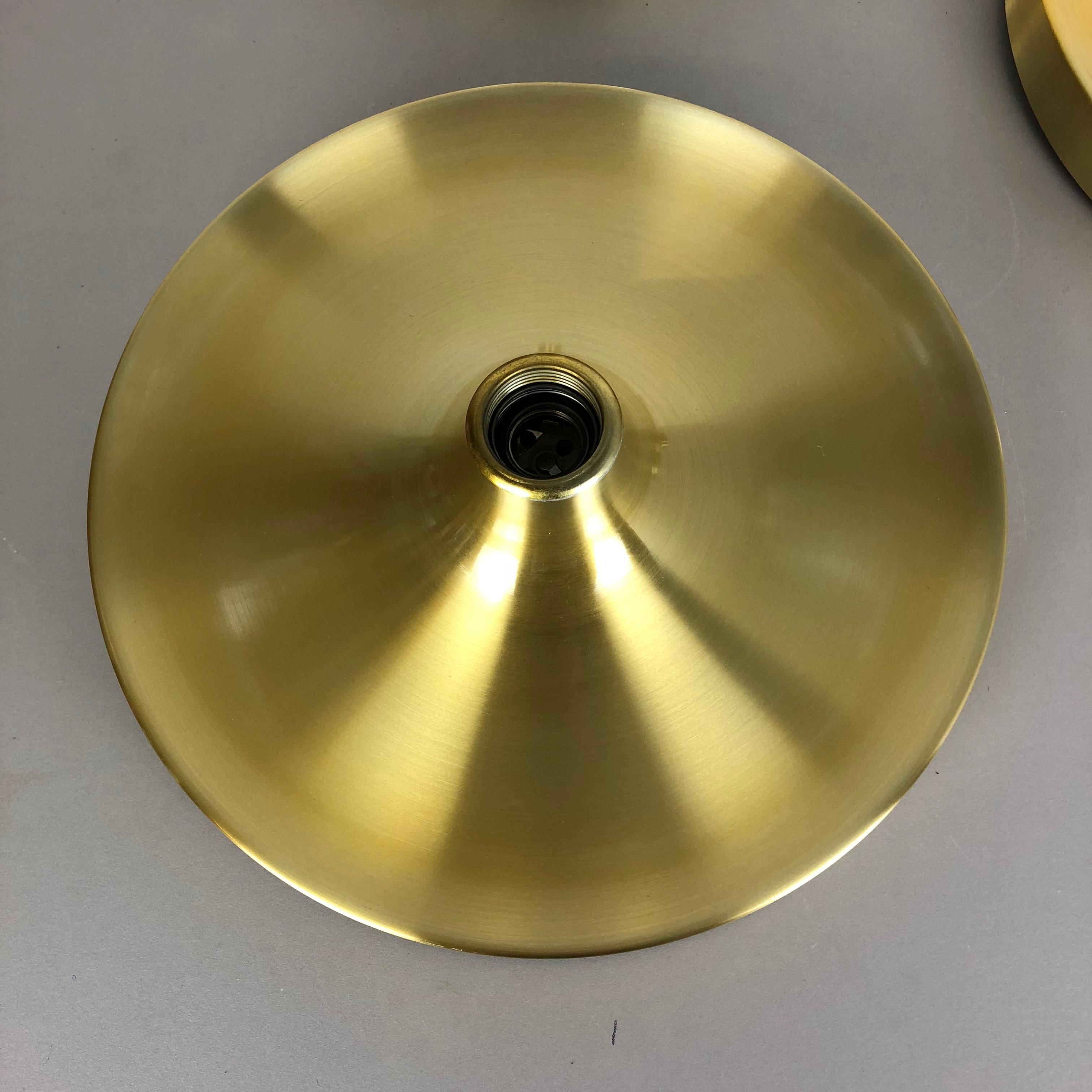 Set of Three Gold 1960s Charlotte Perriand Disc Wall Light by Honsel, Germany For Sale 6