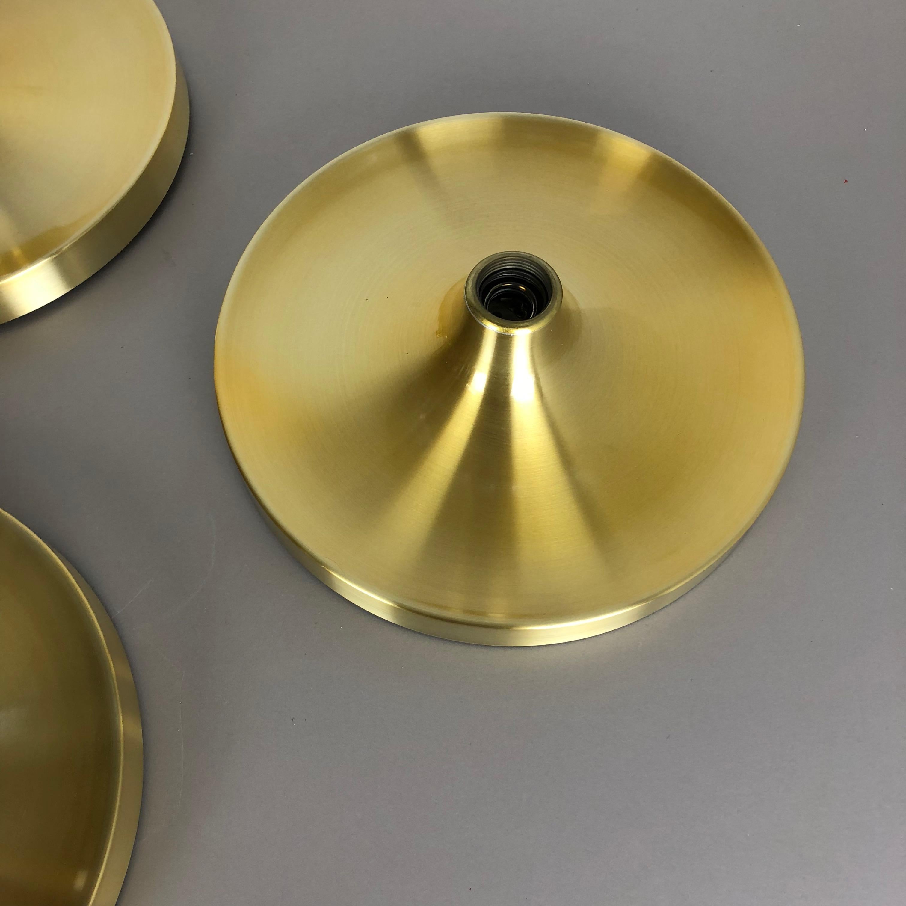 Set of Three Gold 1960s Charlotte Perriand Disc Wall Light by Honsel, Germany For Sale 7